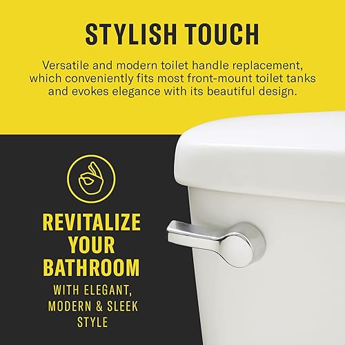Miniatura 3 de Qualihome Kit de reemplazo de mango de inodoro - Mango universal para inodoro - Palanca de descarga duradera, elegante y fácil de instalar (cromo,
