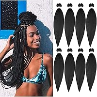 Vista 52 de ShowCoco - Extensiones de cabello trenzado preestirado profesional, 8 paquetes, 26 pulgadas, ajuste de agua caliente, textura lacia Yaki suave