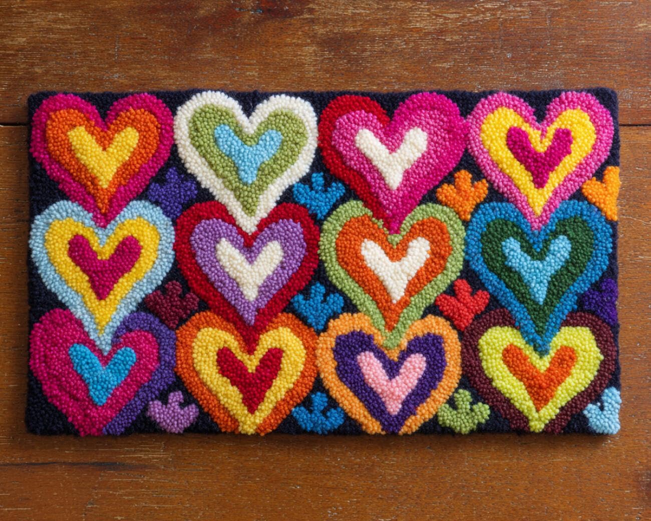 AMBATTERY Latch Hook Kits Carpet Colorful Hearts 55x75cm