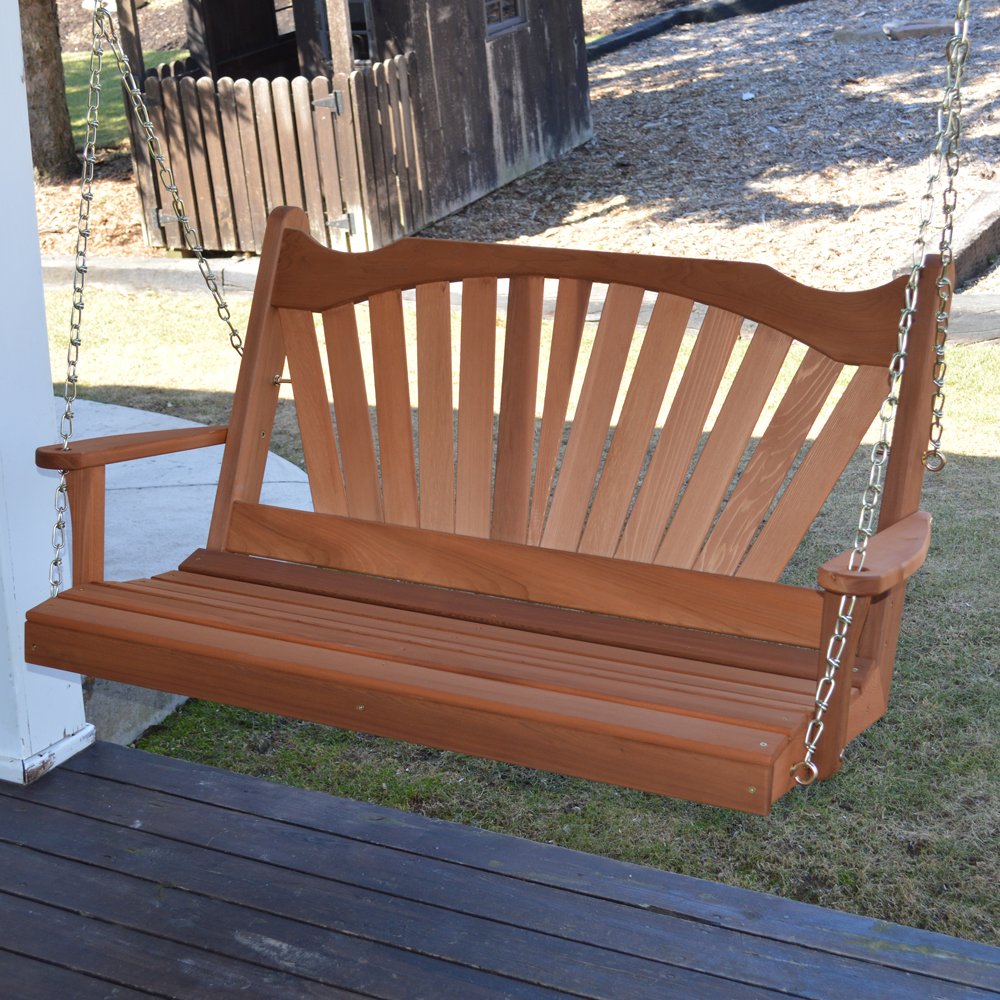 Fanback Amish handgefertigte Western-Schaukel aus rotem Zedernholz (1,2 m, Zedernholz)