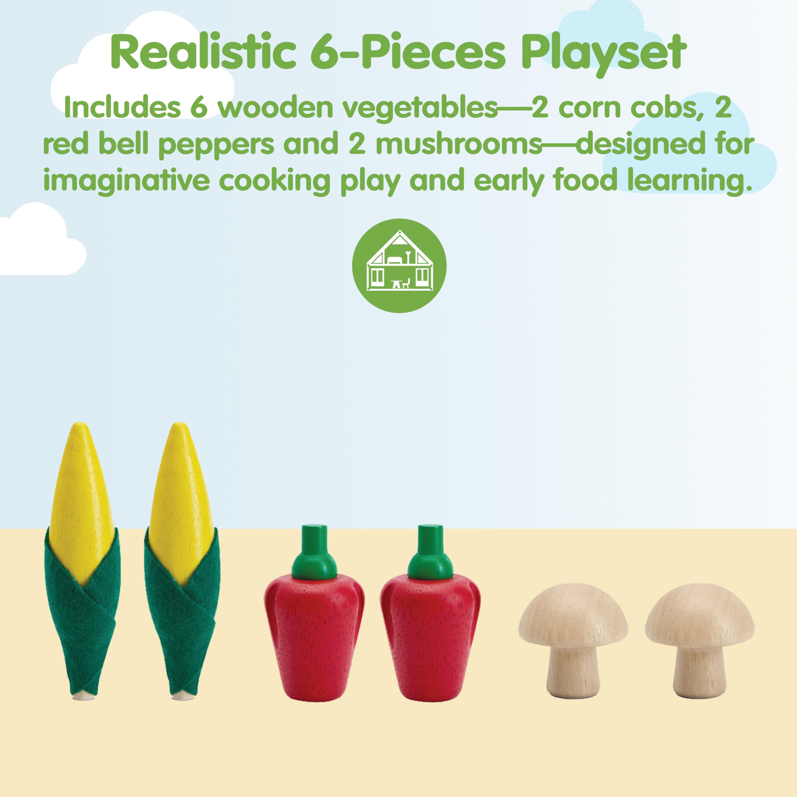 PlanToys Ensemble de produits frais D (maïs, champignons et poivrons rouges)
