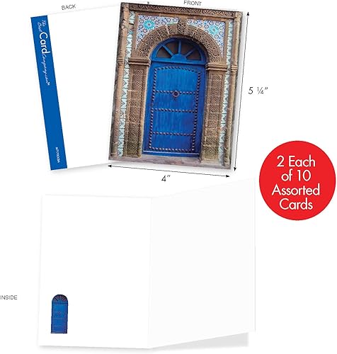Miniatura 2 de The Best Card Company - 20 tarjetas de notas en blanco a granel caja de 4 x 5.12 pulgadas + sobres, colección de detalles de puertas arquitectónicas