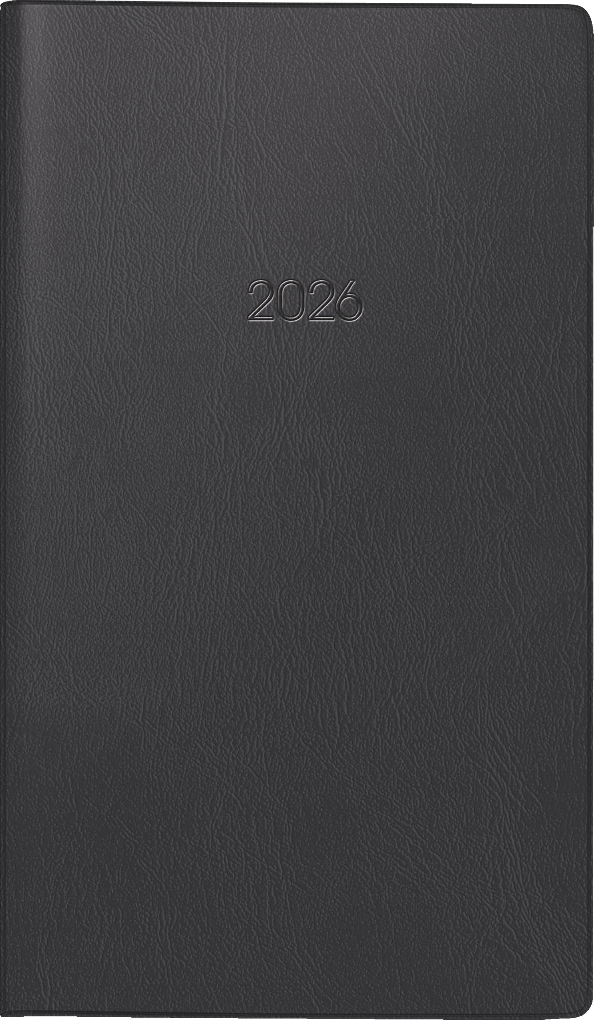 BRUNNEN Pocket Calendar Model 753 2026 | A6, Plastic, Black