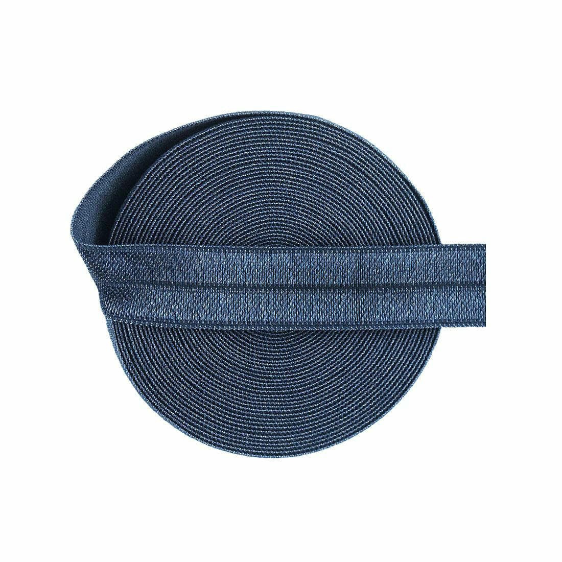 Elástico brillante plegable de 15 mm (5/8") de spandex sólido, banda de satén para el cabello, diadema, liga para el cabello, adorno para ropa interior y vestidos, color azul marino claro, 15 mm, 10