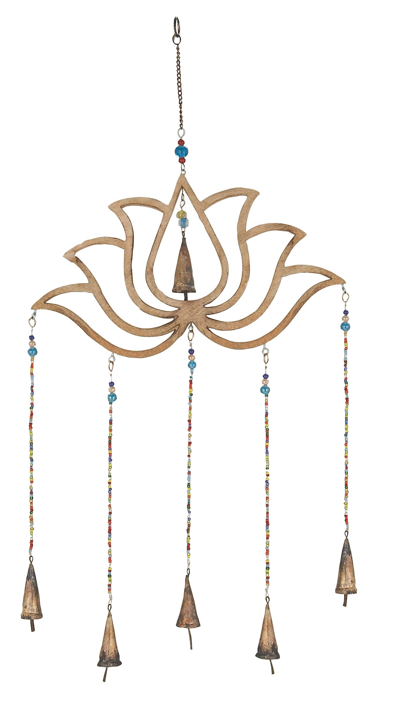 Deco 7941418 Eclectic Lotus Flower Windchime, 1"W x 30"H, Gold, Blue