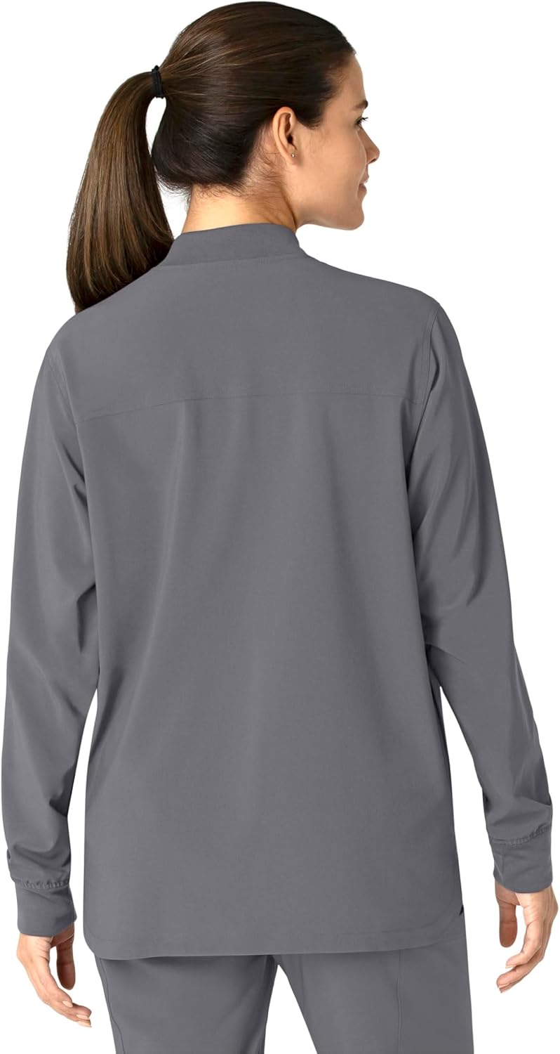 Carhartt Scrubs C82210 Women's Cross-Flex Modern Fit Shirt Jacket Medium Pewter - Image 4