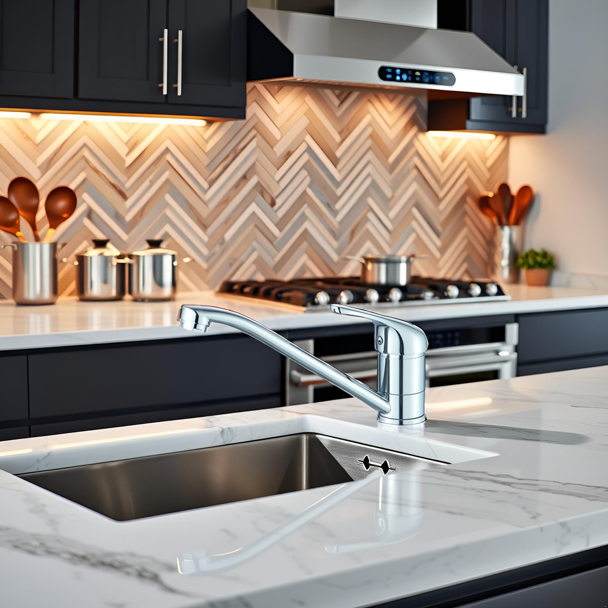 CATA Grifo De Cocina CBB CROMO/D Monomando Caño Bajo Giratorio 360º Acero Inoxidable Aireador Anticalcáreo Cartucho Cerámico Reductor Caudal 5L Apertura En Frío Conexión Flexible Acabado Inox