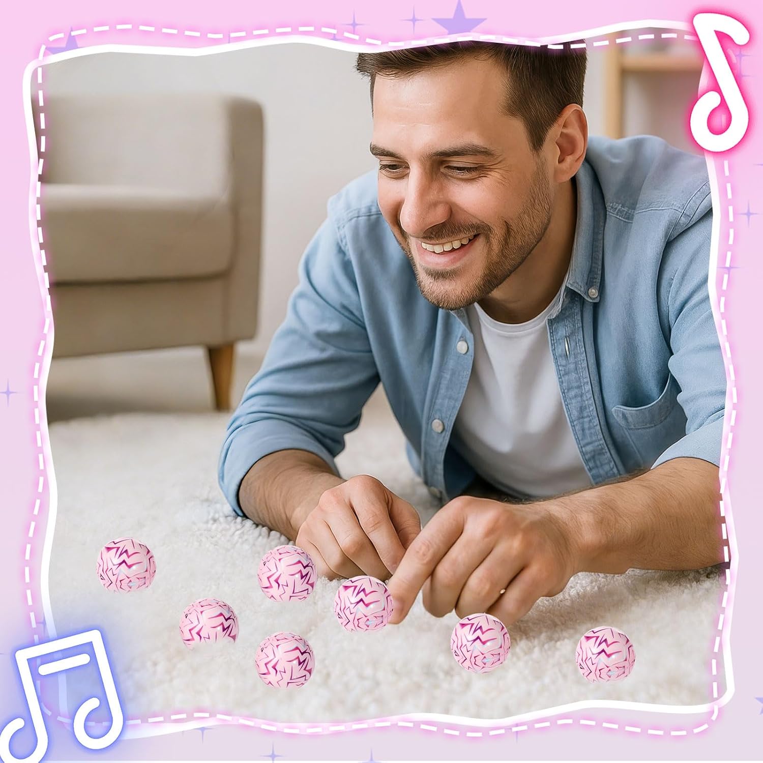 Civaner 24 Pcs Kpop Theme Lightning Crack Mini Stress Balls Party Favors Gift Foam Sports Balls Small Squeeze Anxiety Bulk for Adult Players Coach Birthday Party Supplies (Pink, Kpop Themed)