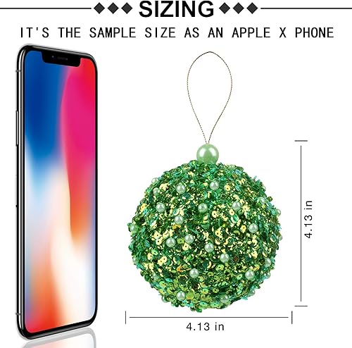 Miniatura 7 de Bolas de Navidad de adorno de 4.25 pulgadas, juego de 4 unidades, juego de decoraciones de Navidad inastillables para árboles de Navidad, bodas,