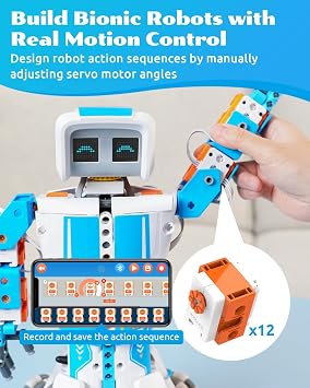 WhalesBot E9 Pro Robot Engineering Building Kit for Educators with 12 Servo Motor Joints, Learn Scratch & Python Programming, STEM Educational Science Kits for Teens Boys & Girls 12-18