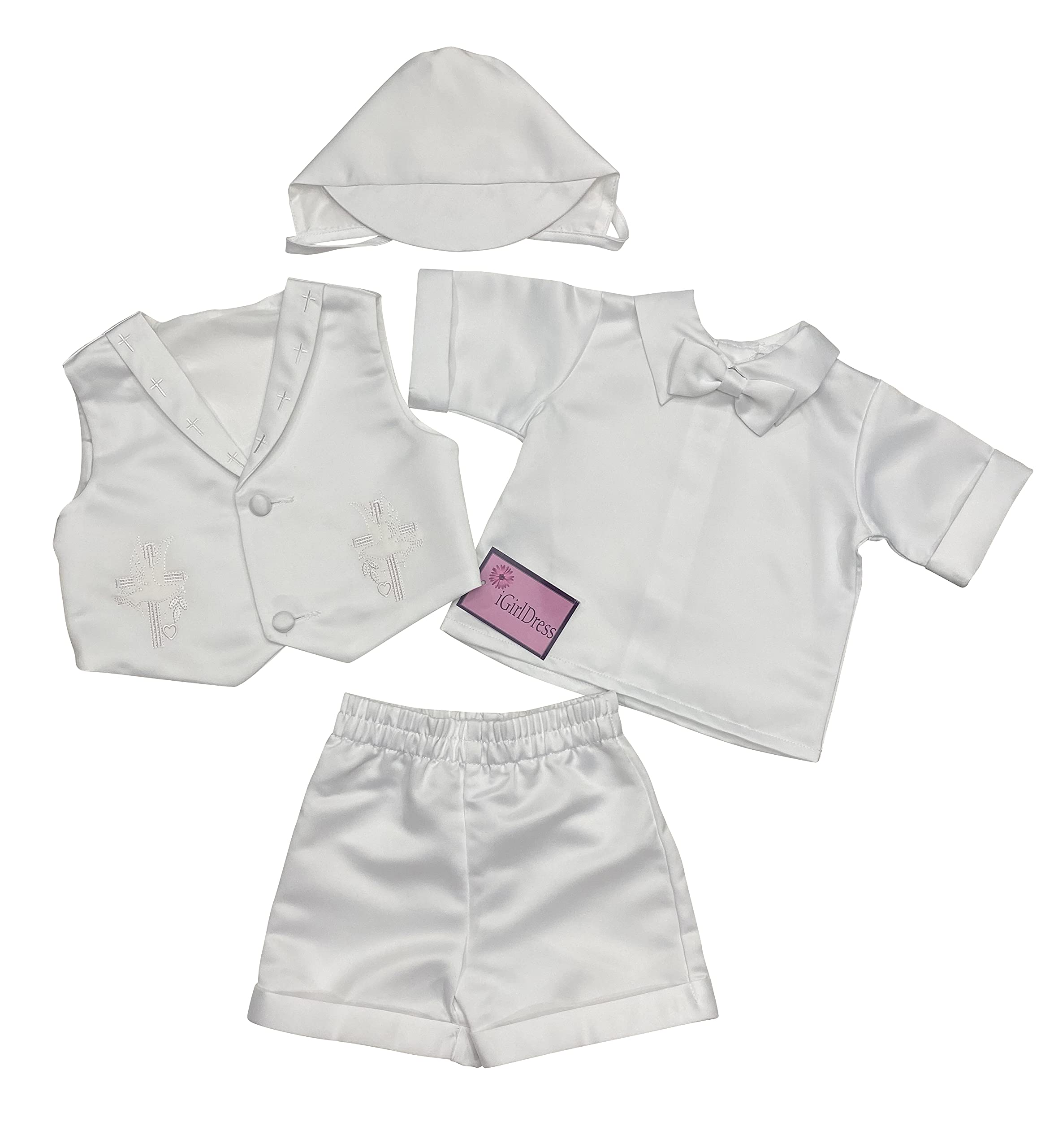 iGirlDress - Conjunto de bautizo de manga corta para bebé niño (4 años)