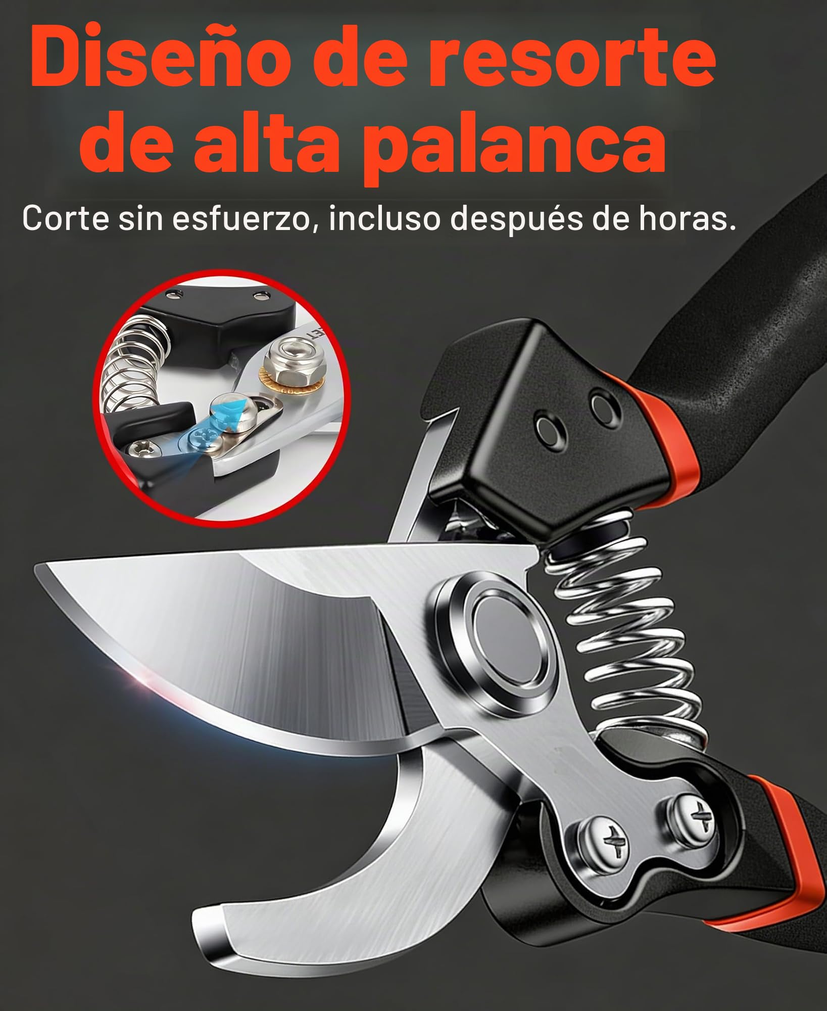 Tijeras de Podar SK-5 Inoxidables con Seguro Bloqueo, Tijeras podar Profesionales Cortan Ramas de 25mm, Herramientas jardineria para Rosas, Arbustos y Bonsáis