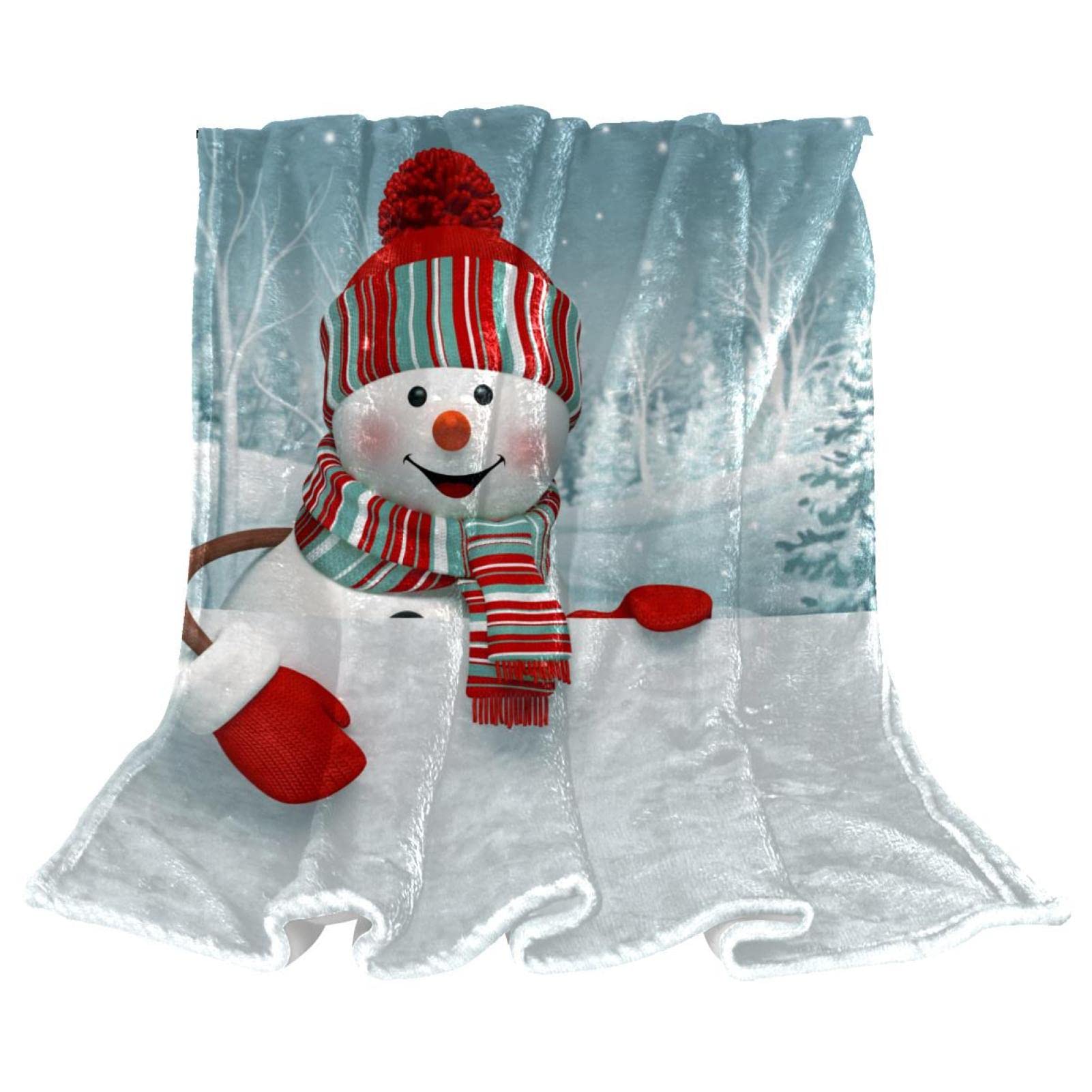 Couverture Polaire de Literie Bonhomme de Neige, le Cadeau Idéal pour l'Hiver