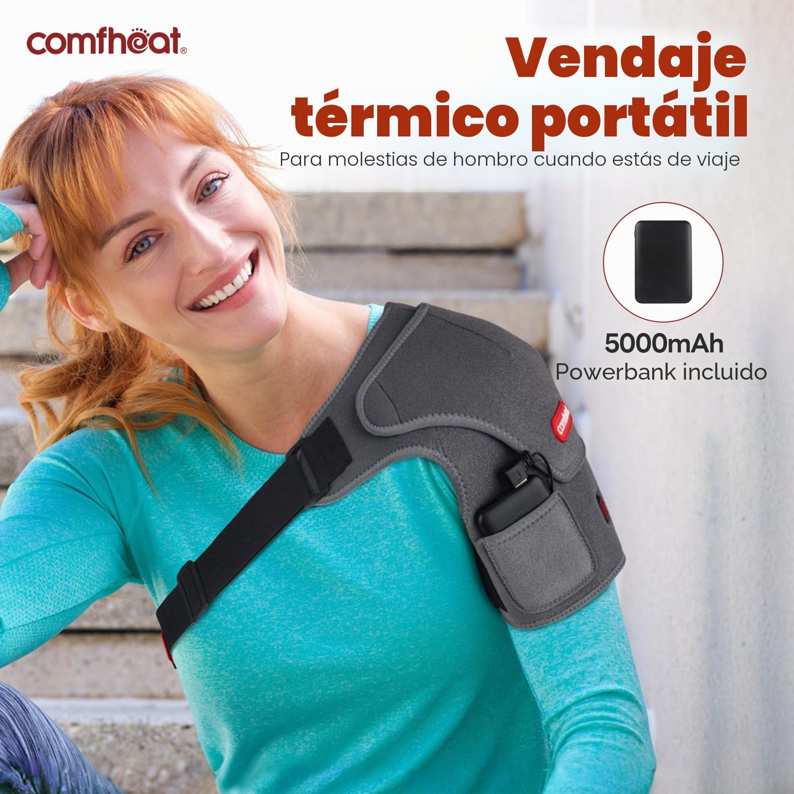 Masajeador de hombros,3 niveles de calor y vibración,Inalámbrico