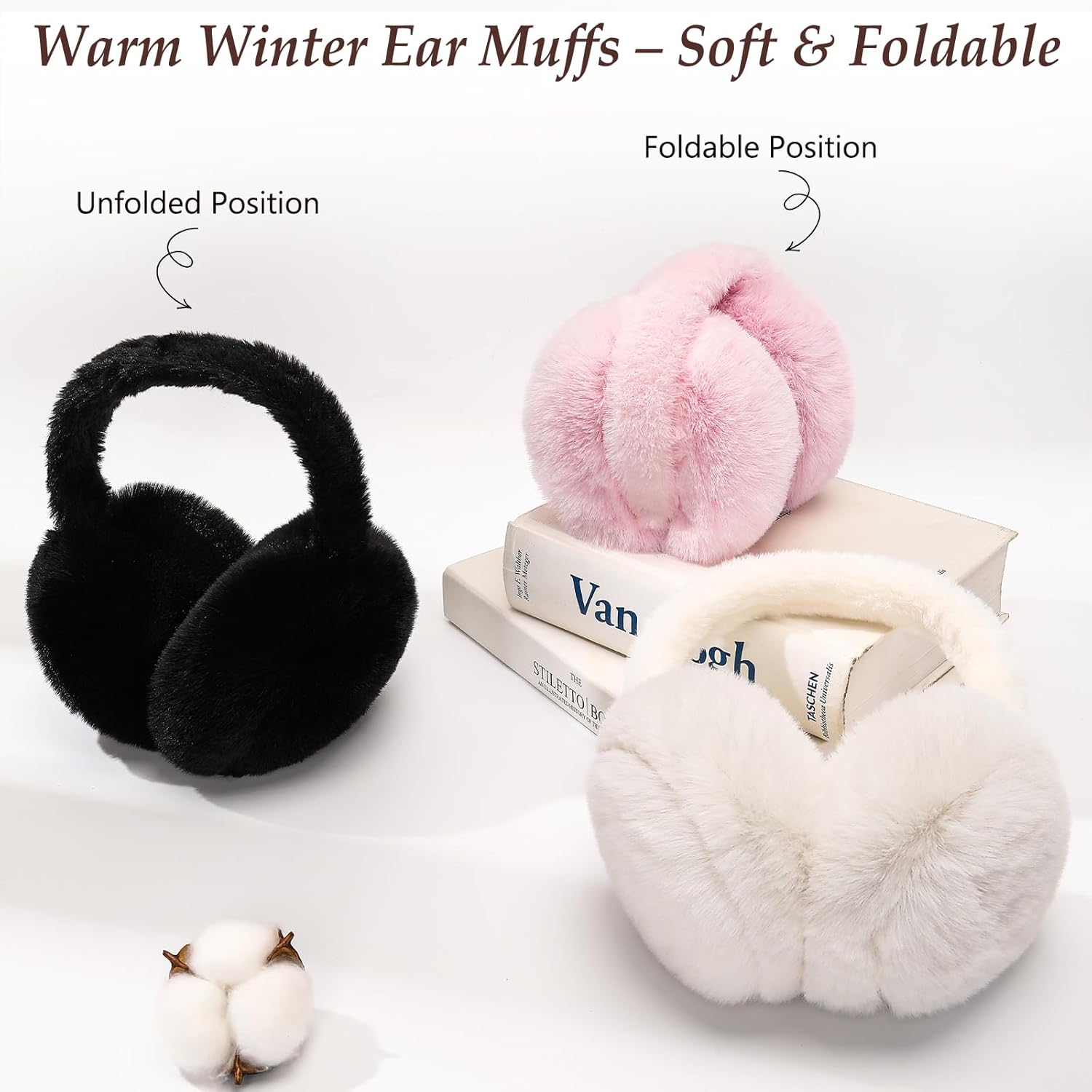 Clothclose Ear Muffs for Kids - Furry Ear Muffs for Winter Women Girls Boys, Foldable Cozy Winter Earmuffs Warmers - Image 5