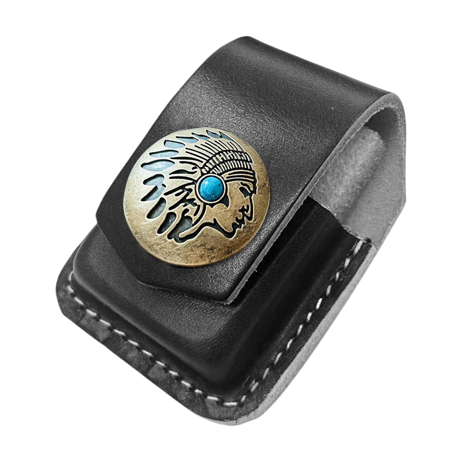Handcrafted Leather Lighter Case, Flip Top Leather Pouch with Metal Buckle, Handmade Flip top Lighter Pouch, Holder Case with Pocket Belt Loop,Black H-image-33