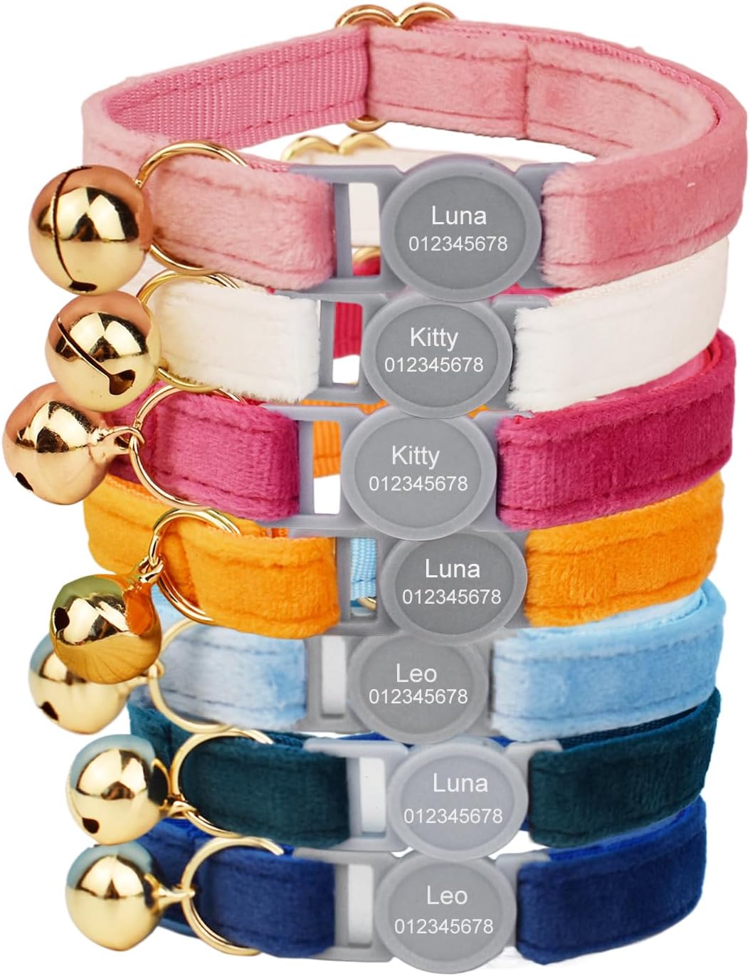 Personalized Breakaway Cat Collar with Name Engraved, Quick Release Kitten Collar, Soft, Adjustable (Floral)