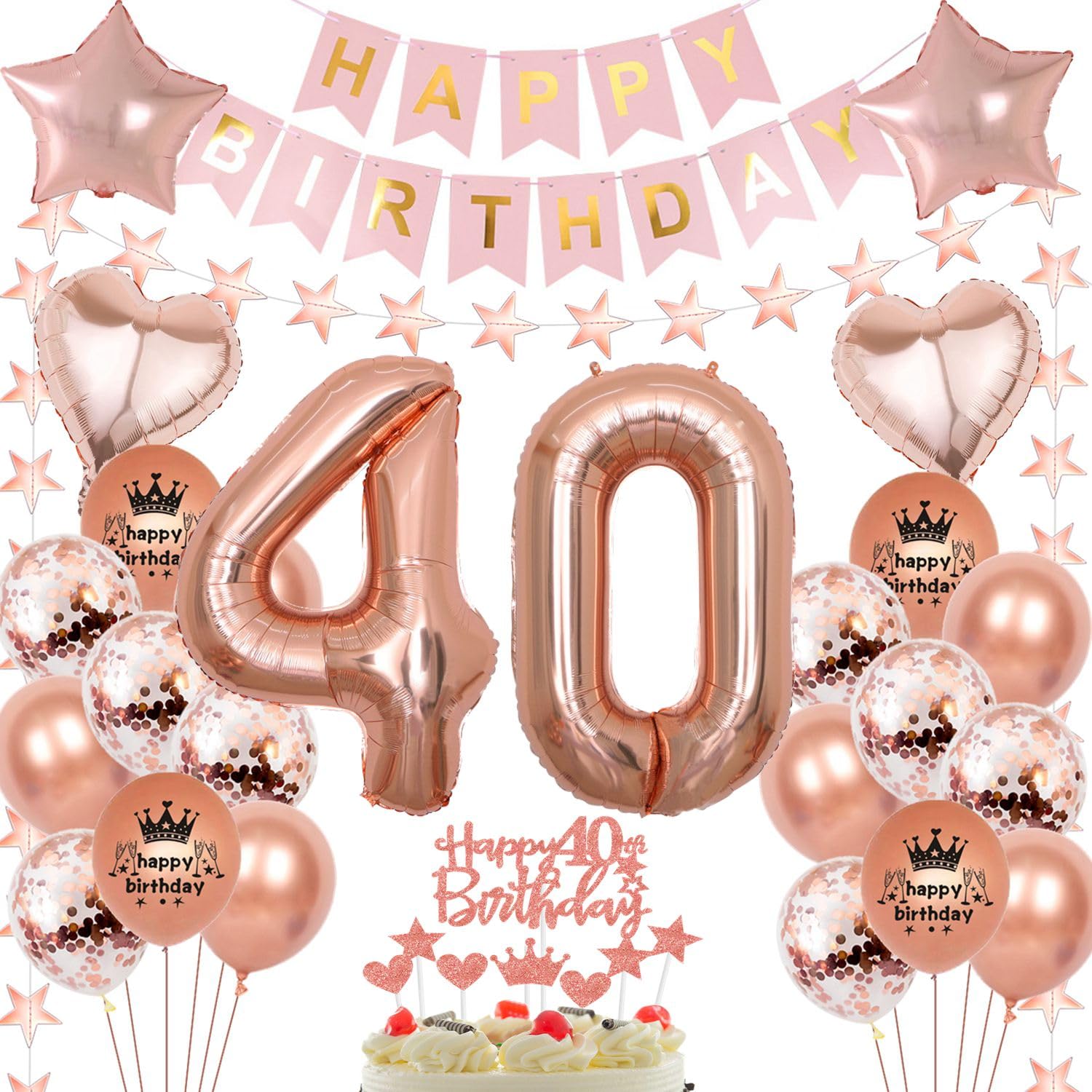 Globo Rosa Oro 40 cumpleaños mujer,Globo 40 cumpleaños Rosa Oro,Decoración cumpleaños 40 año Rosa Oro,Decoración mujer 40 cumpleaños,Globos fiesta 40 Rosa Oro,Rosa Oro 40 Decoracion Cumpleaños