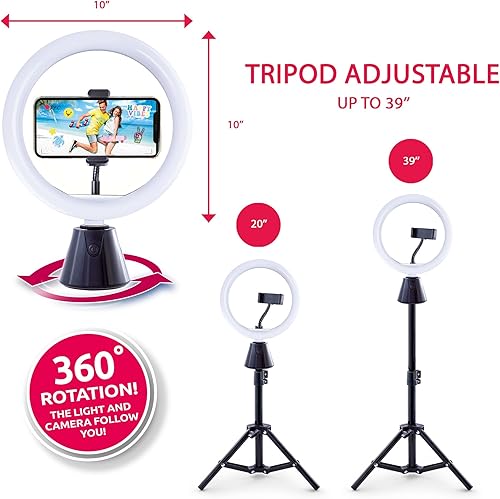 Miniatura 5 de Canal Toys Studio Creator 360 - Kit de creación de video, pantalla verde y trípode, rastreador de cara y movimiento, anillo de luz de 10 pulgadas