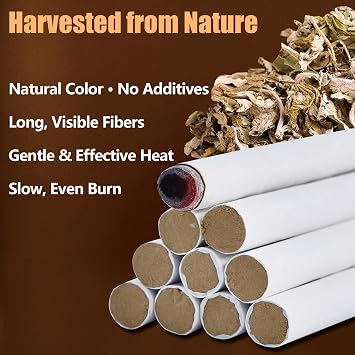 Pure Moxa Rolls, 10Handmade Moxa Sticks for Moxibustion, Natural Mugwort Cones for Acupoint Care, Waist, Neck, Knee, Back Relief, Moxa Stick Ai Jiu