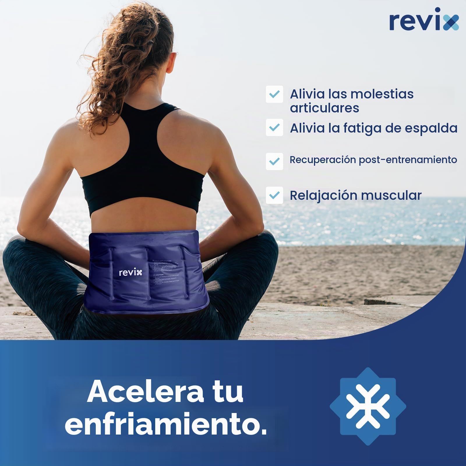 REVIX Bolsa de Hielo Reutilizable para el Alivio de la Espalda, Suave Forro de Felpa Gel Compresas Frías para la Parte Baja de la Espalda, Espinilla, Rodilla, Cadera, Brazo, Compresa Fría Flexible