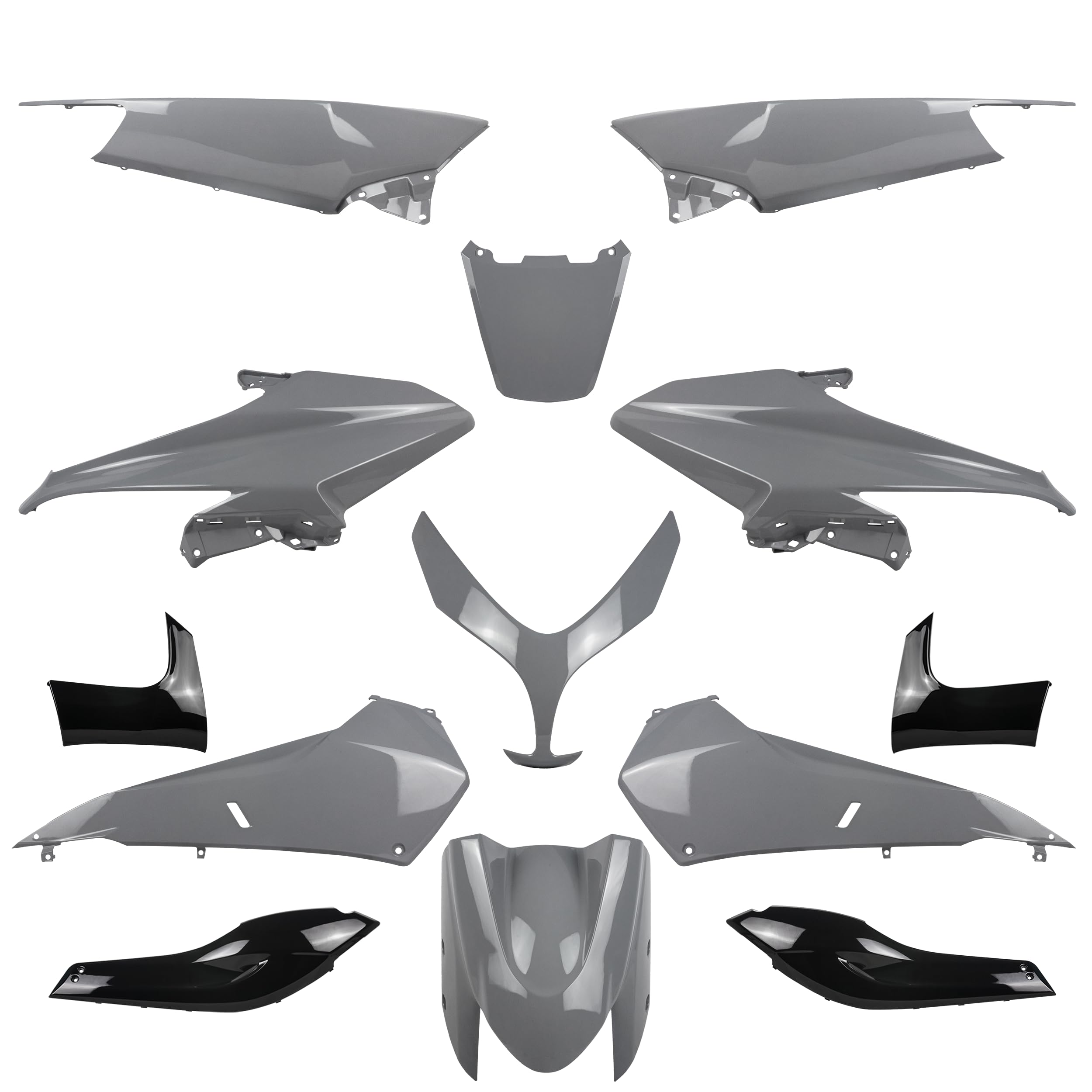 One By Camamoto Kit Set Carene Complete Plastiche Per Yamaha T-Max 500 Anno 2008-2009-2010-2011 In ABS 13Pz Colore Nardo Gray/Grigio Finanza