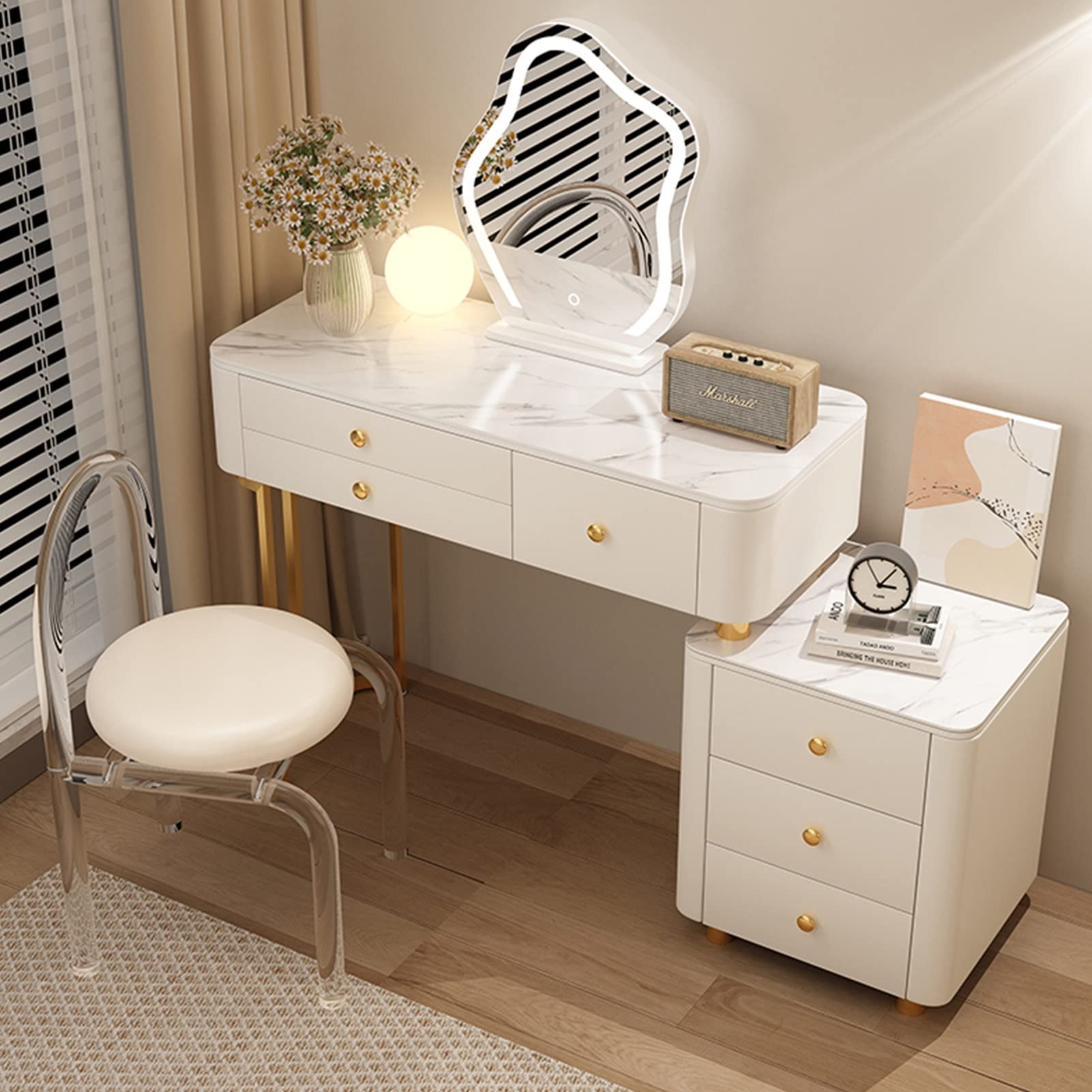 Amazon｜ドレッサー照明付きミラー付き鏡台、LEDライトと