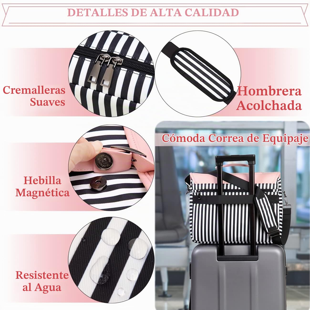 RAVUO Maletín Portátil Mujer 15.6 Pulgadas, Grande Bolso Ordenador Portatil Impermeable Funda Portatil Laptop Bag Bolso Bandolera,Rosa