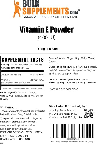 Miniatura 9 de BulkSupplements com Vitamina E en polvo vitamina E para la piel vitamina E vegana vitamina E para perros vitamina E natural vitamina E para el
