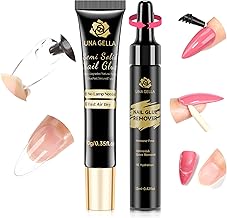 UNA GELLA Lamp-Free Semi Solid Nail Glue for Press Ons: 10ml and Soak Off Gel Nail Glue Remover for False Acrylic Nails 12ml, Super Strong G LUE Quick Removal Kit