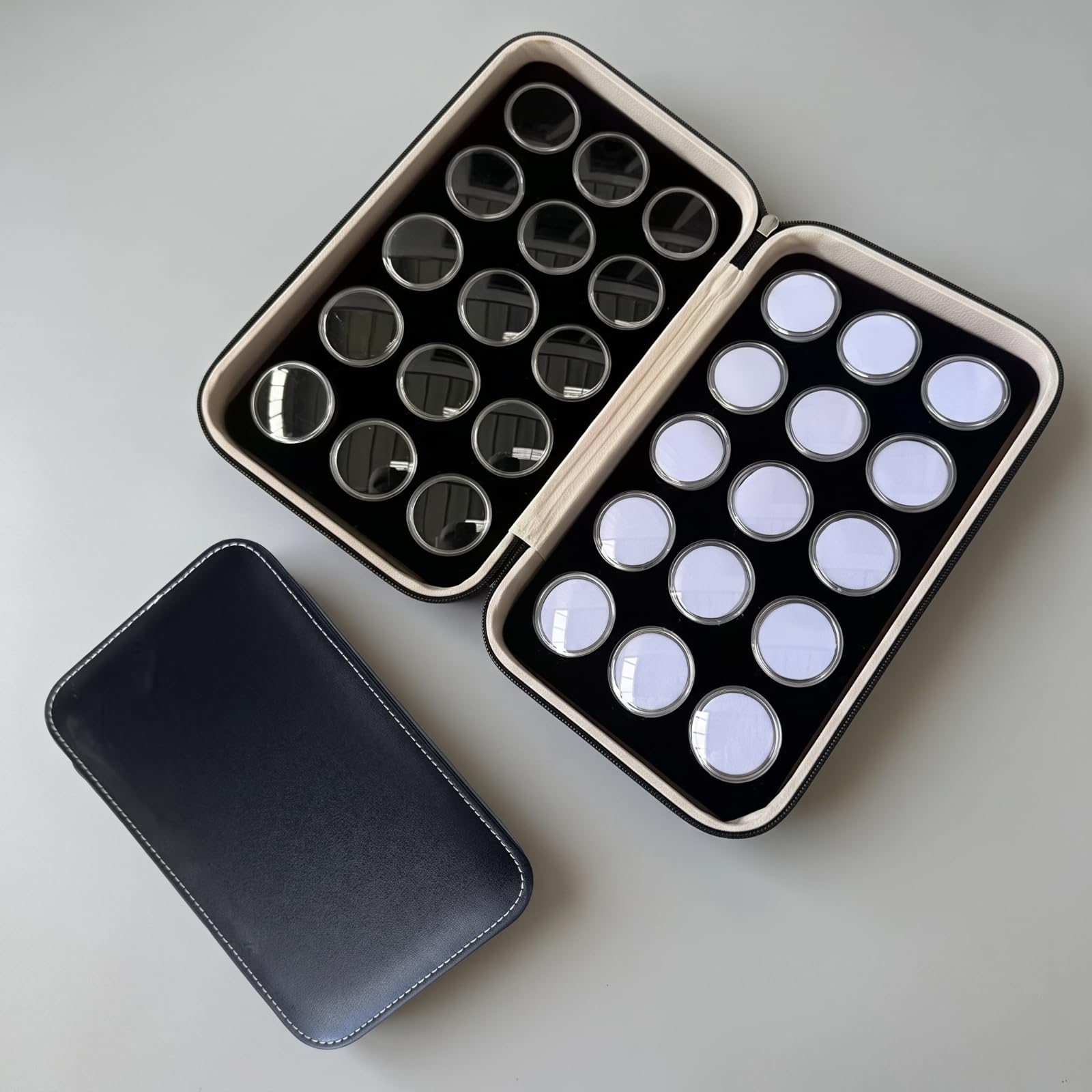 Scatola Organizzatrice con Scomparti | Fodera Interna Nera, Organizzatore con Custodia Cerniera, Trasparente, Contenitore a Scomparti, per, 15wht 15blk