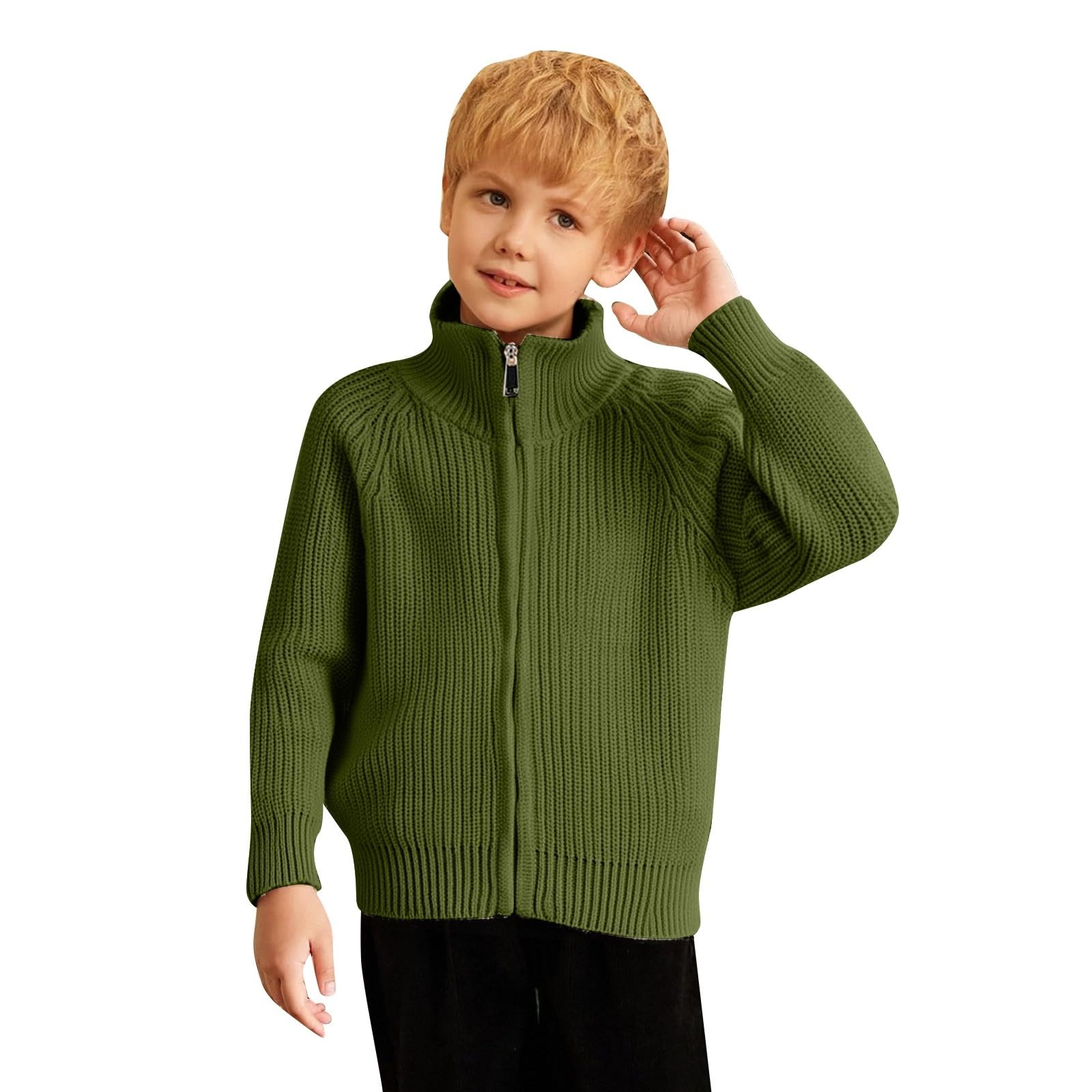 Generico Maglione Bambina 4 Anni,Classico Cardigan con Cerniera Frontale in Tinta Unita per Bambine E Bambini Comodo Capospalla in Maglia per Bambini