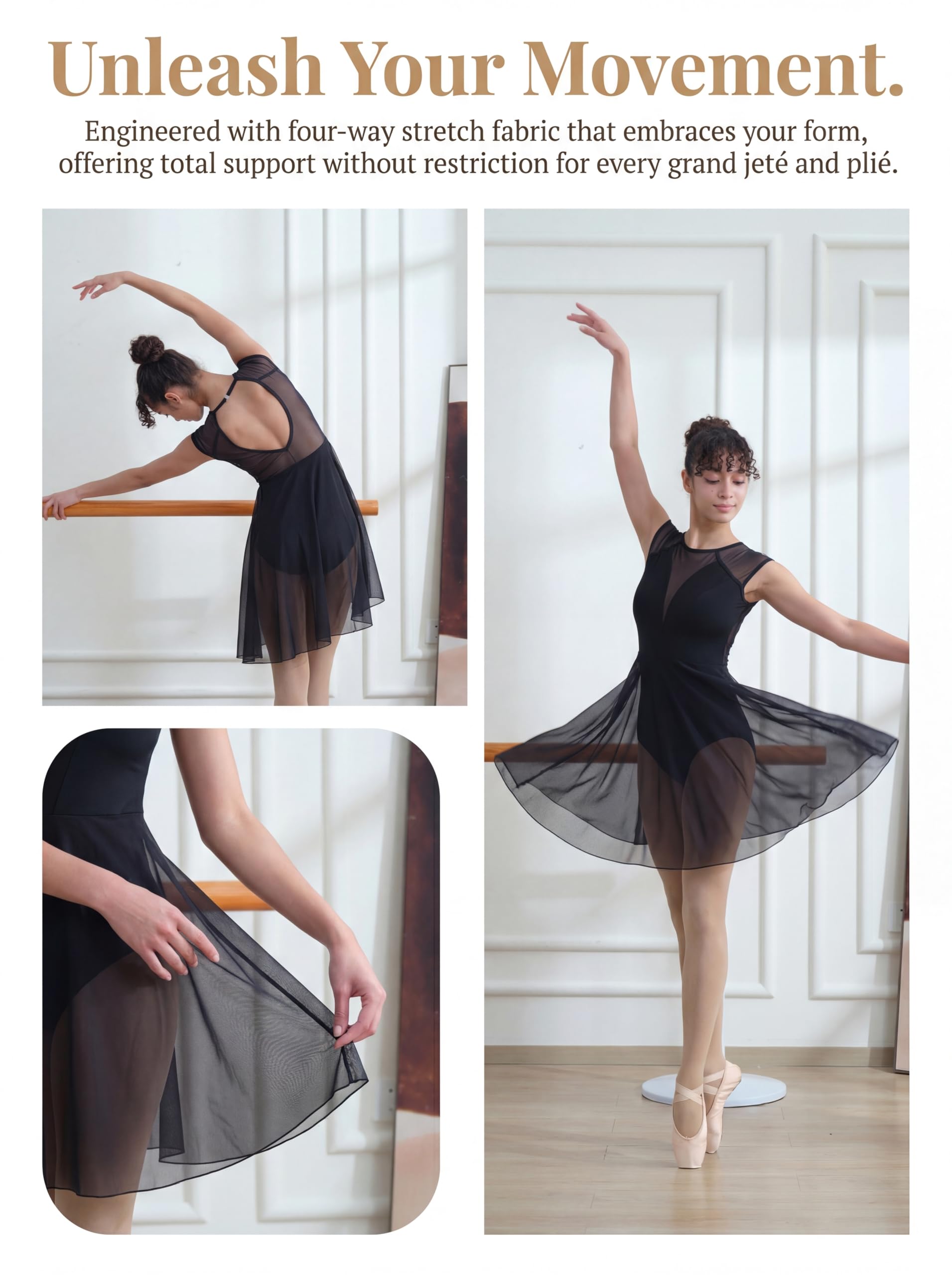 DANSHOW Abito da ballo moderno da donna, gonna asimmetrica, scollo a V profondo, schiena cava