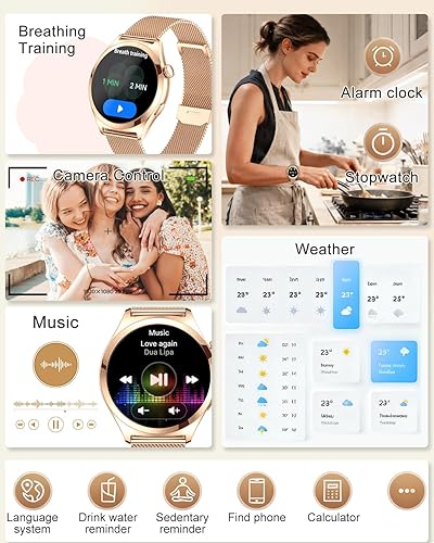 Miniatura 8 de Relojes inteligentes para mujer, 1.27 pulgadas, pantalla táctil TFT, reloj inteligente para responder/hacer llamadas, seguimiento de actividad y