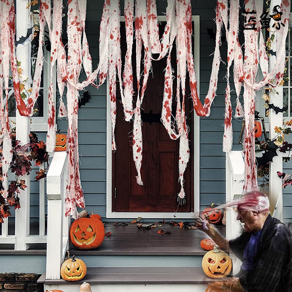 20m Halloween Blutbandagen – Gruseliges Mulltuch, Waschbar, Für Gruselparty & Spukhaus