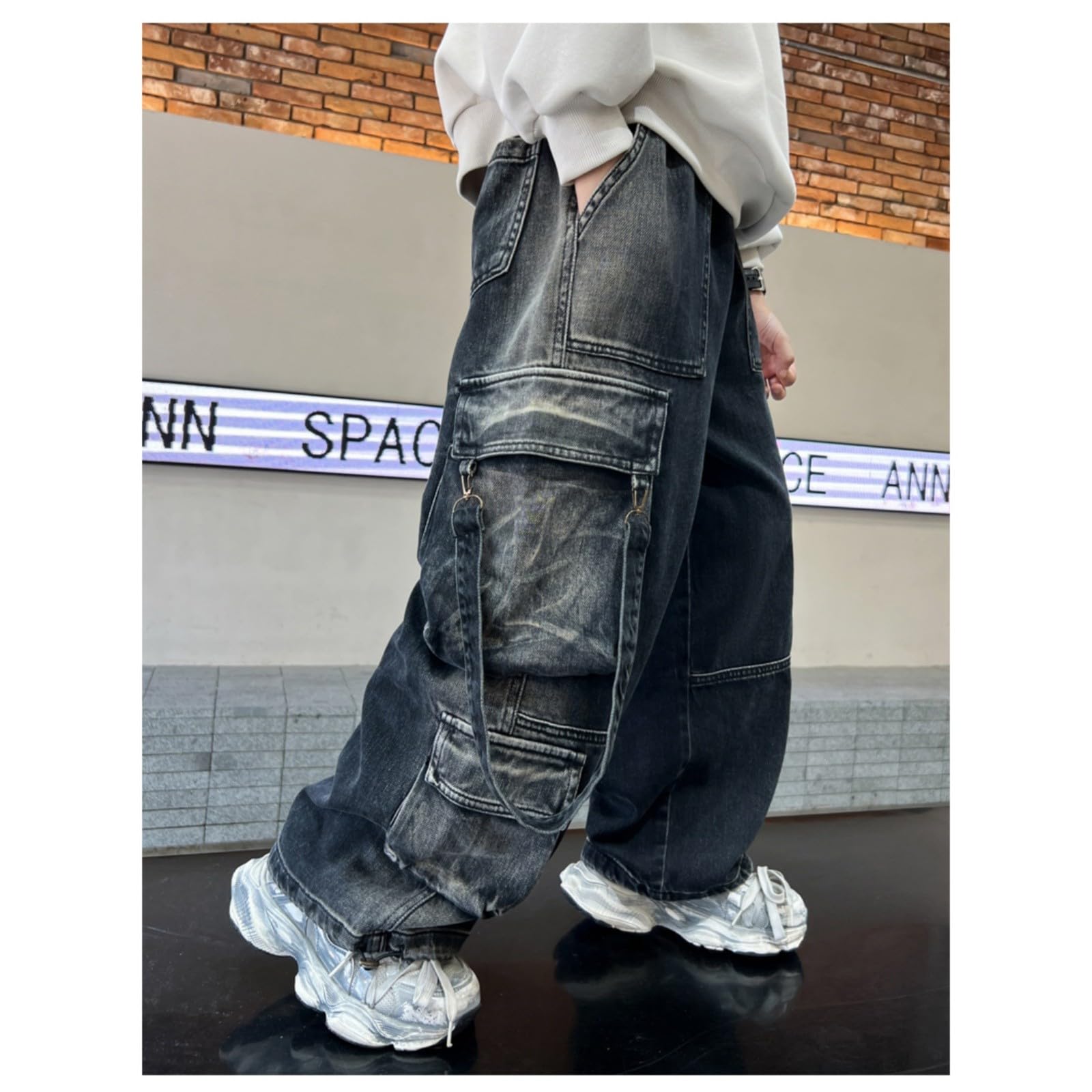 Vaqueros Niño 4-12 Años Anchos Pantalón Vaquero Adolescentes Chico Elasticos Rectos Moda Vacaciones Streetwear Jeans Pantalones Vaqueros de Trabajo Denim Holgados Invierno 2026