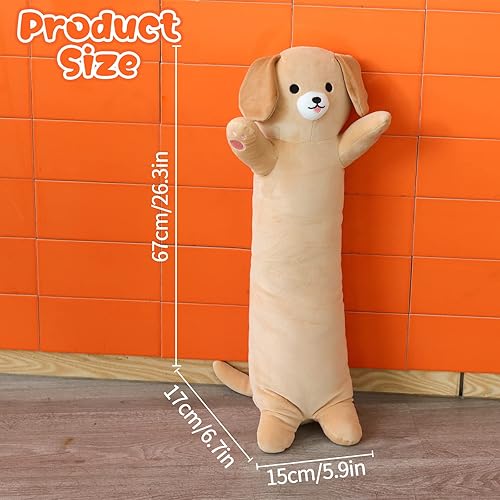 Miniatura 2 de Long Labrador - Almohada corporal de felpa para perro, almohada suave de 26 pulgadas para dormir, lindos juguetes de peluche de dibujos animados