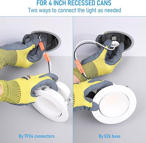 Miniatura 7 de TORCHSTAR Luz empotrable LED de 4 pulgadas 5CCT Retrofit LED de 4 pulgadas, luz descendente LED ajustable regulable, CRI90+, iluminación de globo