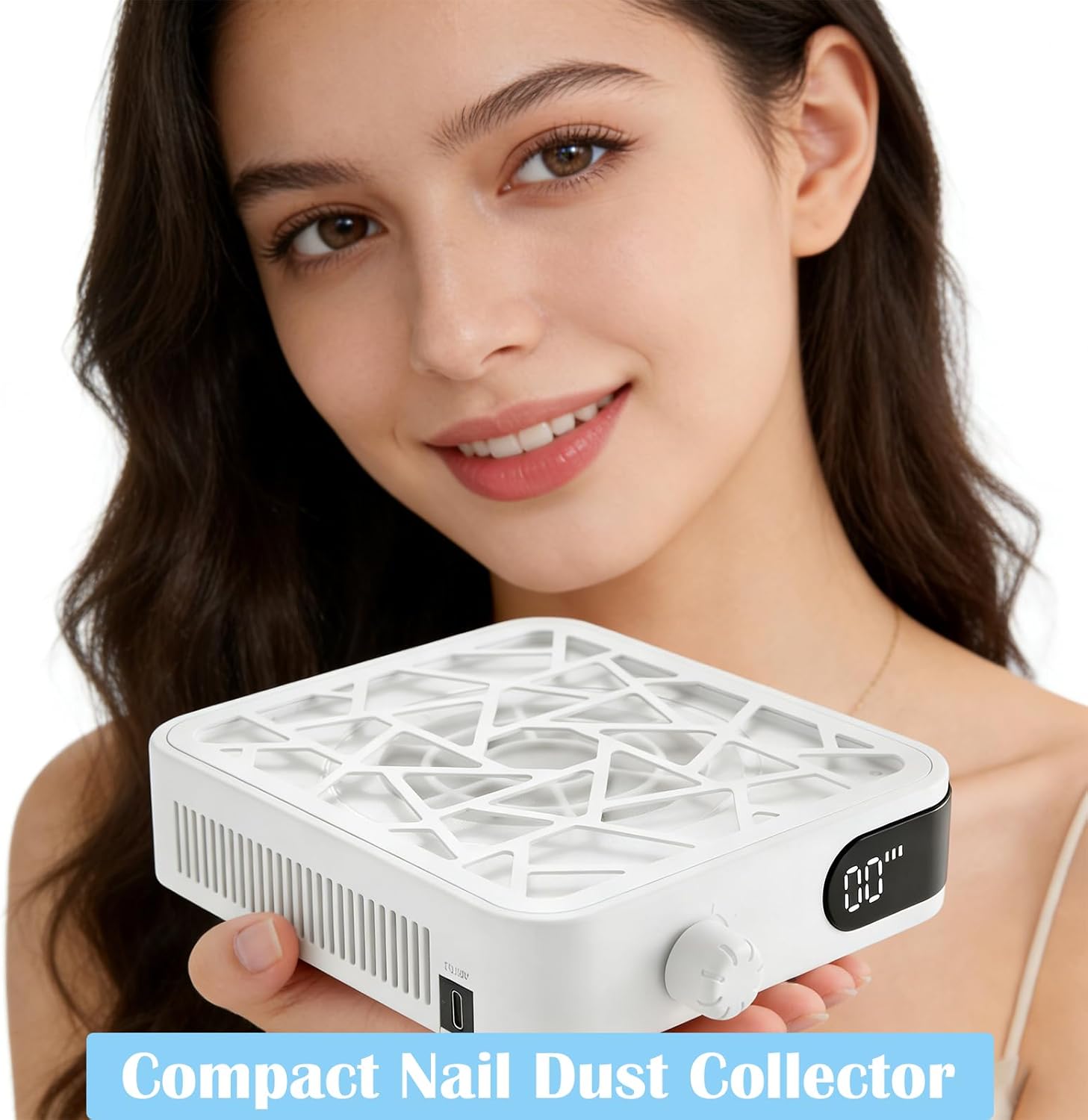 Compact Nail Dust Collector-6000RPM Vacuum Dust Collector Fan with Filter Papers (30 Pcs) Auto Suction System, Powerful & Quiet Cordless Nail Vacuum for Salon, Home, and Training-Pink (White)