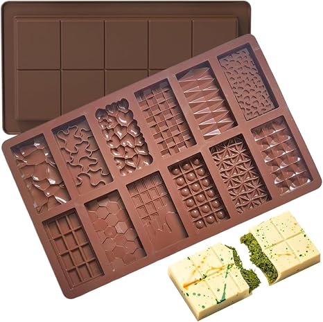 Moule Tablette Chocolat En Silicone - Ensemble De 4 Moules 3D Avec 6
