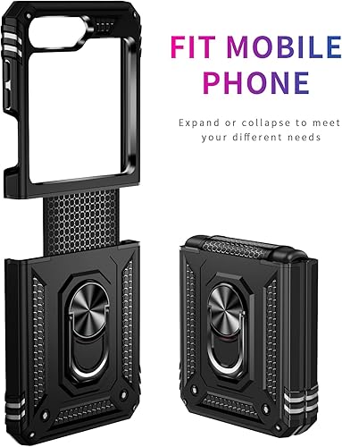 Miniatura 9 de ONOLA Funda para Samsung Galaxy Z Flip 5 con protección de bisagra y soporte magnético de anillo giratorio de 360°, para Samsung Z Flip 5 5G negro
