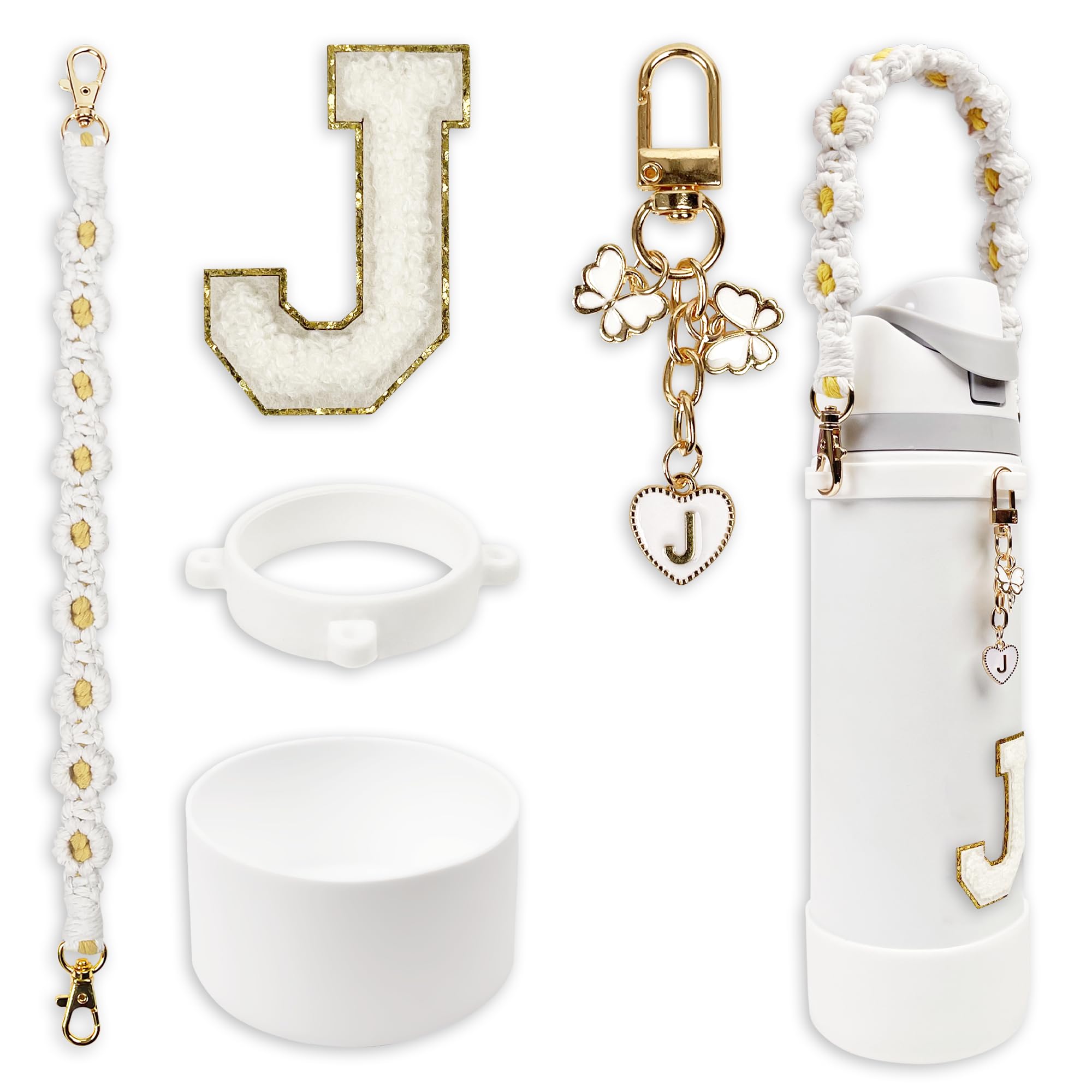 SITKOL Silicone Boot Cute Monogram Set Compatible with Owala Water Bottle 24 oz, 32 oz, 40 oz - Perfect Letter Owala Accessories for Owala Tumbler,