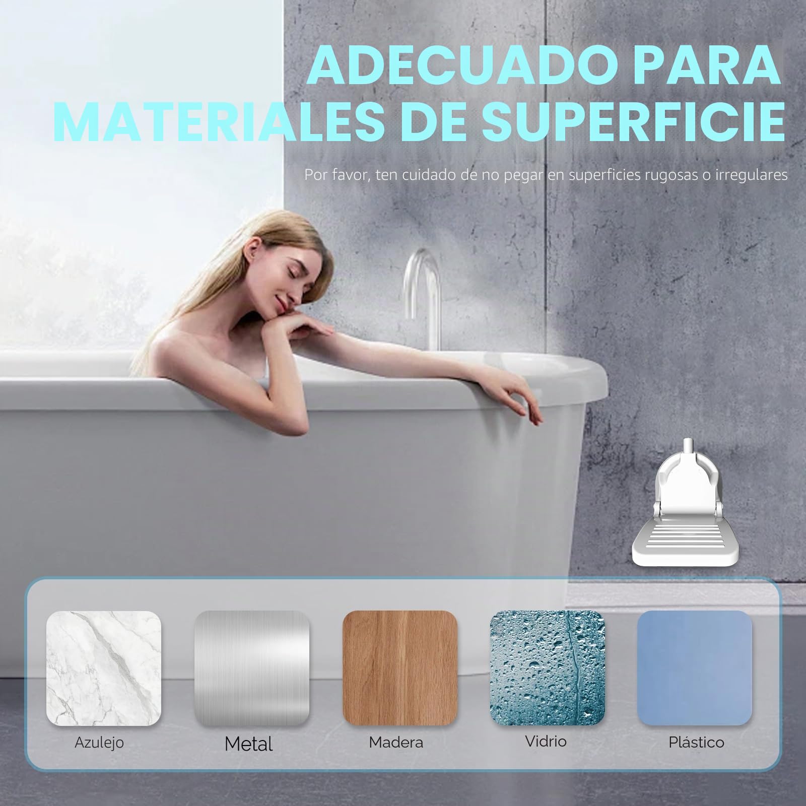 Reposapiés para Ducha,Reposapiés Ventosa,Reposapié Baño con Ventosa,Baño Ducha Reposapié Afeitado Pierna Ayuda Auxiliar de Agarre Soporte Pedal Ventos Pedal