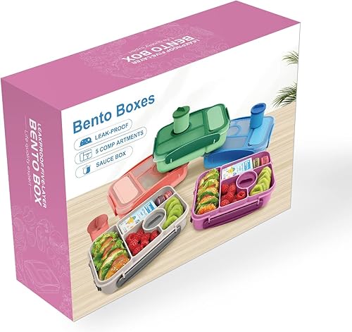Miniatura 7 de Demiue Lonchera para niños, lonchera Bento para adultos, contenedores de almuerzo para adultosniñosniños pequeños, fiambrera Bento de 5