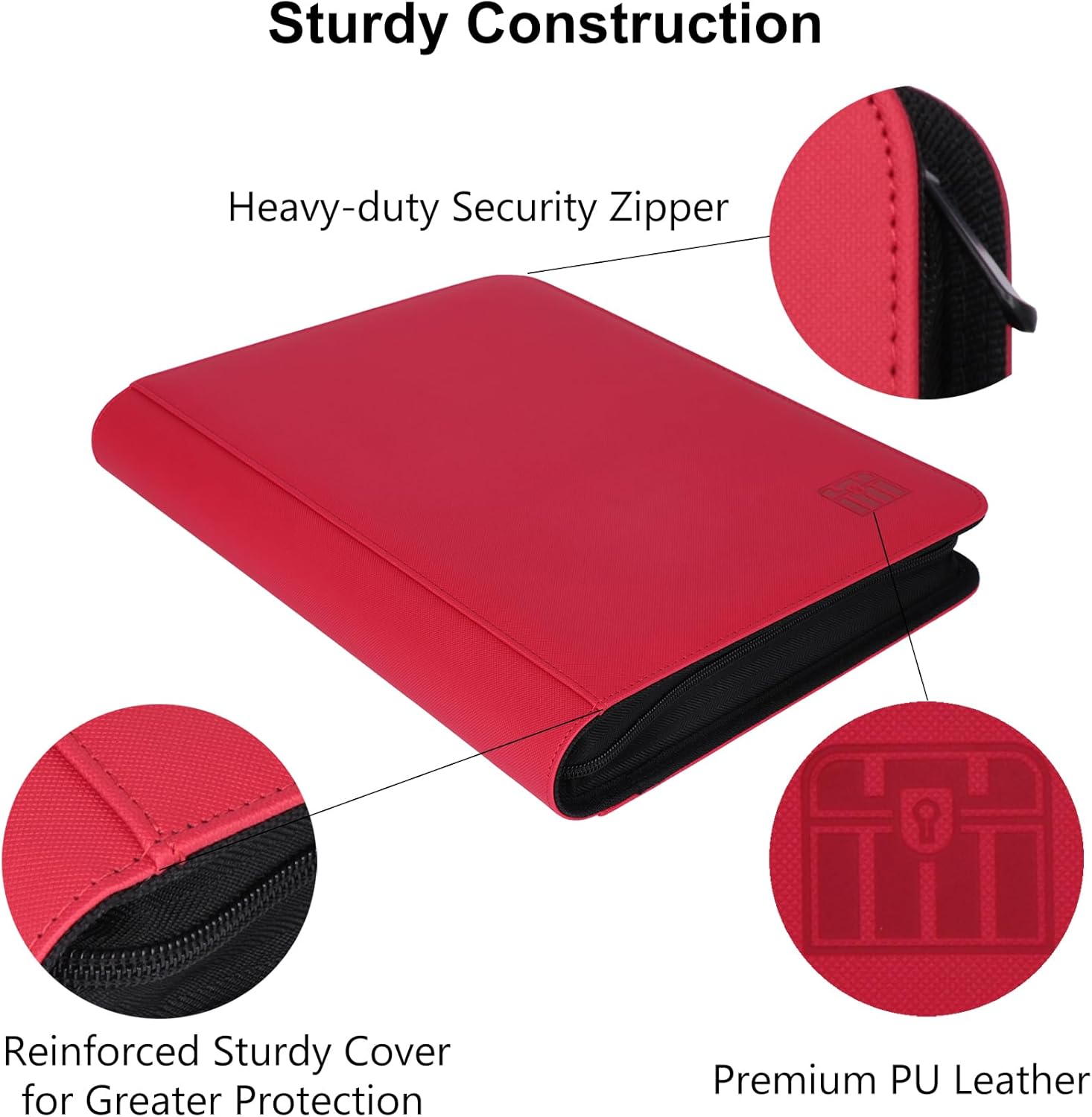 9 Pocket 800+ Pockets Trading Card Binder, Fit 828 Cards - Large Ringless Side Loading Card Album for TCG -Red