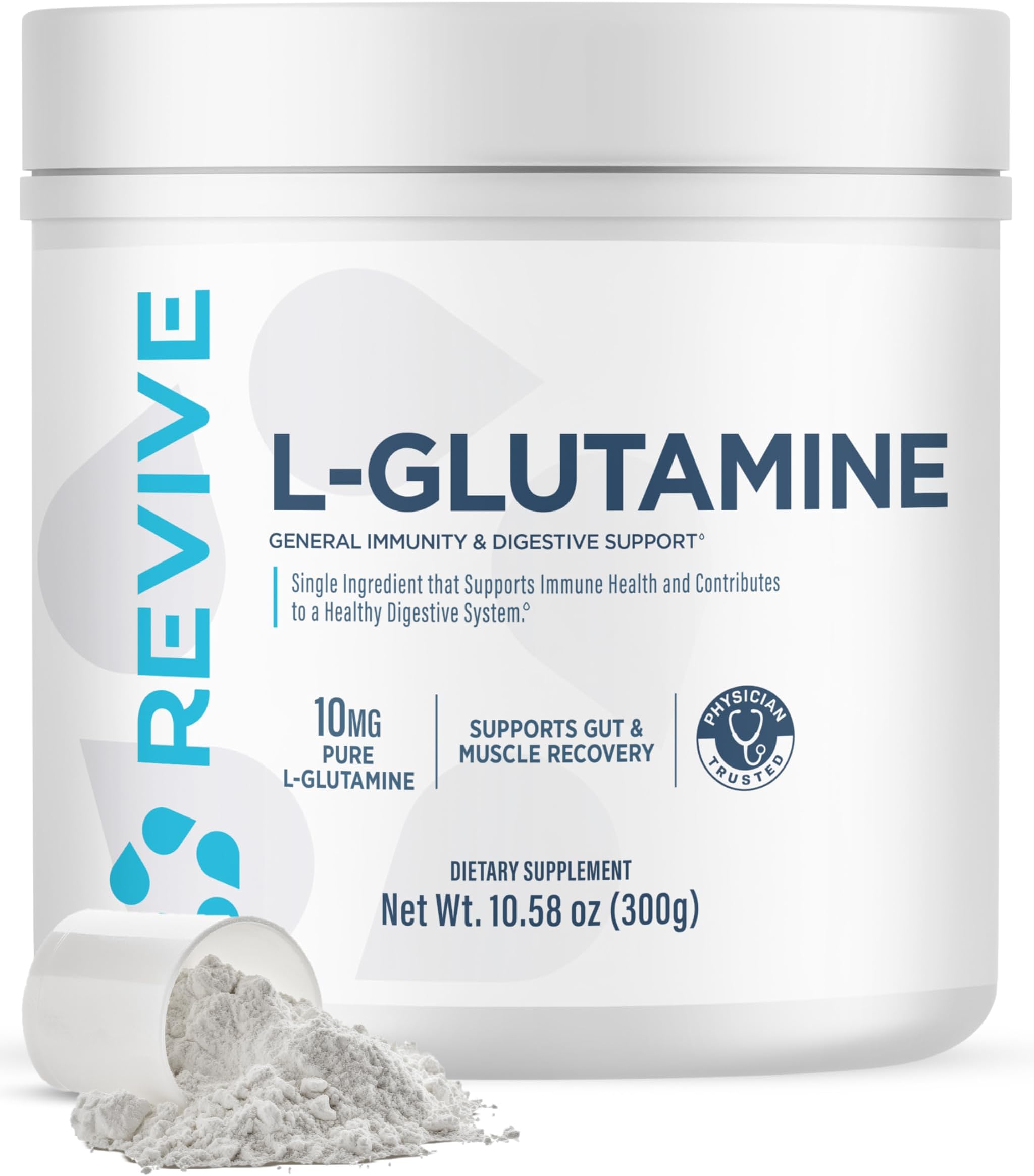 Revive MD Gut L-Glutamine Powder – Muscle Recovery & Immune Support Supplement for Adults – Promotes Digestive Health, Reduces Muscle Soreness & Supports Immunity – Vegan (30 Servings)