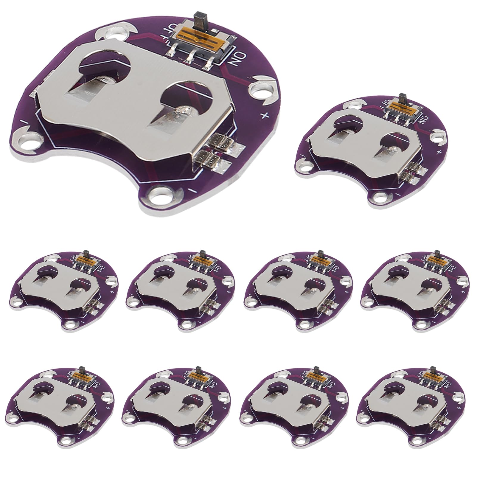 AEDIKO 10pcs Lilypad Coin Cell Battery Holder CR2032 Battery Mount Module Lily Pad Battery Holder Case Module Small Slide Switch Board