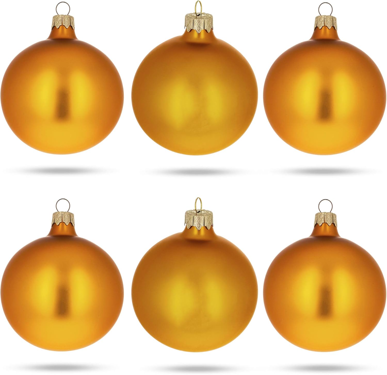 Set of 6 Matte Gold Glass Ball Christmas Ornaments 3.25 Inches