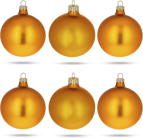 Juego de 6 bolas de cristal dorado mate adornos de Navidad de 3.25 pulgadas