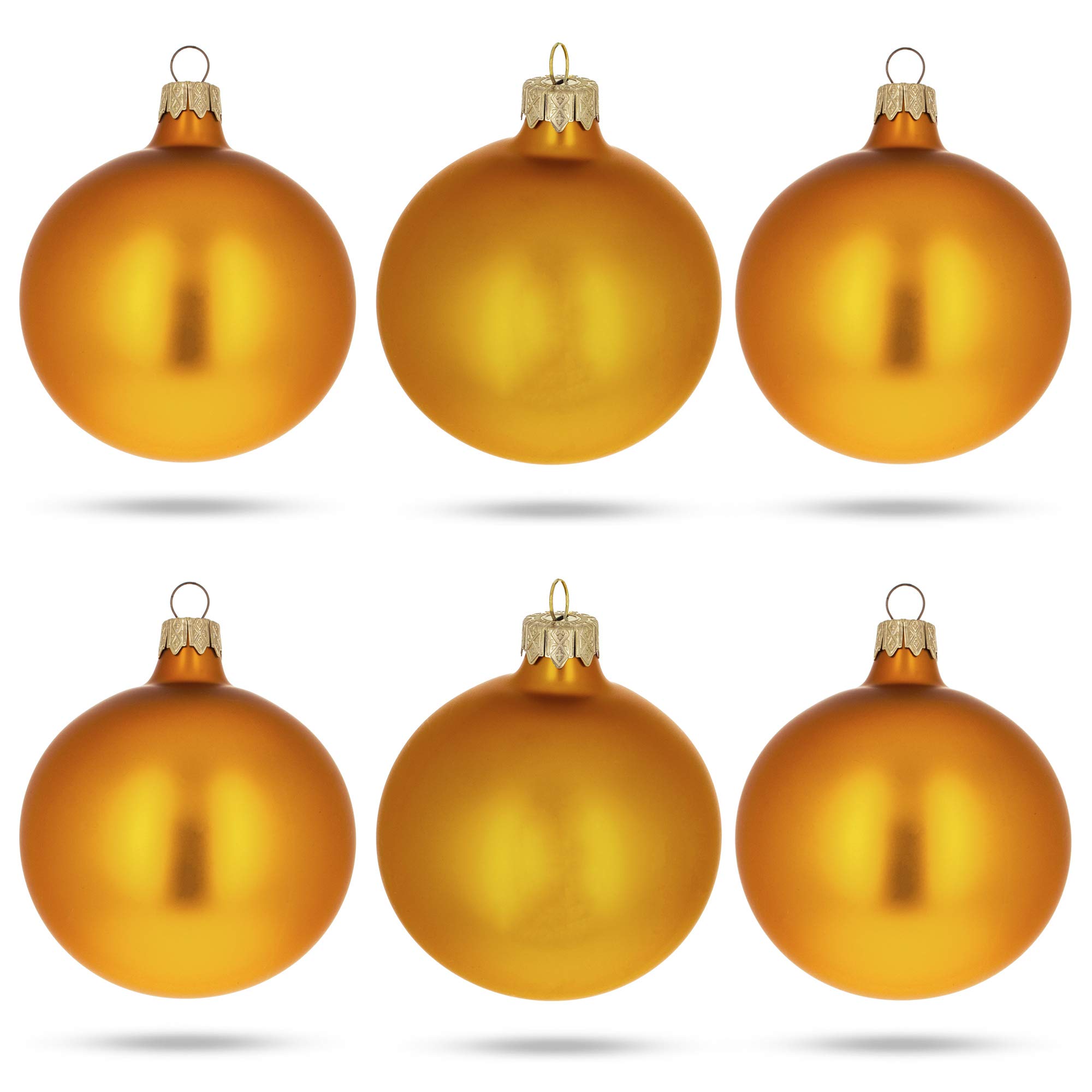 BESTPYSANKY Lot de 6 boules de Noël en verre doré mat 8 cm